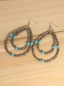 2入組珍珠巨大中心釘珠淚滴耳環雙滴狀耳環女士首飾類 - 彩色 - 查看 3