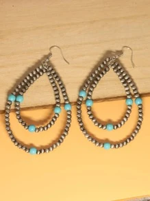 2入組珍珠巨大中心釘珠淚滴耳環雙滴狀耳環女士首飾類 - 彩色 - 查看 2