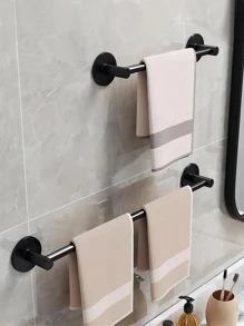 1个铝制毛巾杆，现代黑色免钻孔多功能浴室毛巾架，适用于浴室，浴室配件，浴室工具 - 黑色 - 查看 3