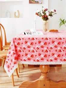 1 khăn trải bàn họa tiết dâu tây - Đỏ - Xem 1