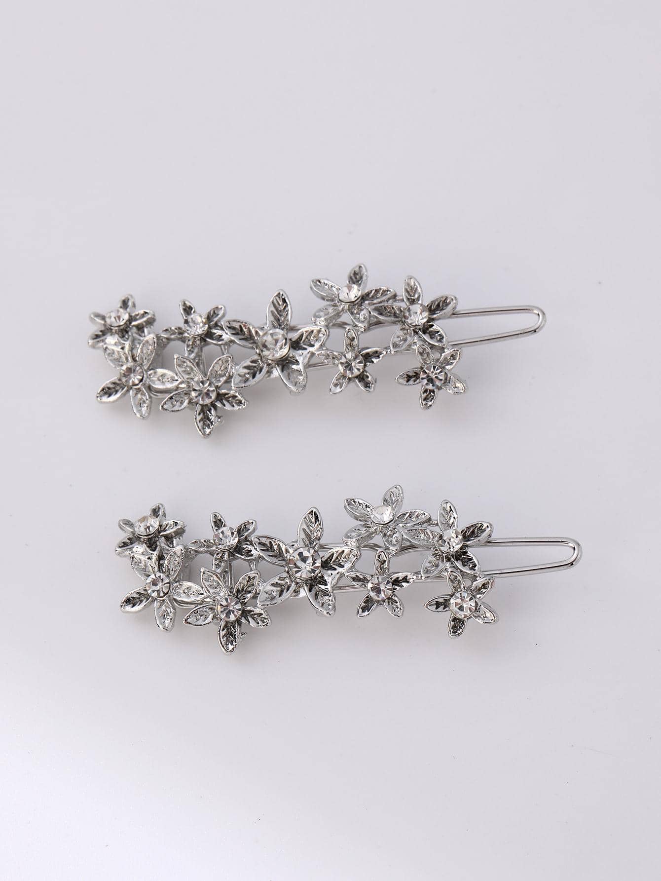 2 cái/bộ Kim loại Thu nhỏ Hoa & Thiết kế ngôi sao Kẹp tóc Dành cho Cô gái , Đơn giản & Dễ thương Phong cách Nhật  Phụ kiện tóc - Bạc - Xem 1