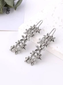 2 cái/bộ Kim loại Thu nhỏ Hoa & Thiết kế ngôi sao Kẹp tóc Dành cho Cô gái , Đơn giản & Dễ thương Phong cách Nhật  Phụ kiện tóc - Bạc - Xem 2