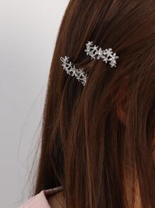 2 cái/bộ Kim loại Thu nhỏ Hoa & Thiết kế ngôi sao Kẹp tóc Dành cho Cô gái , Đơn giản & Dễ thương Phong cách Nhật  Phụ kiện tóc - Bạc - Xem 4