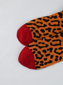 Leopard Pattern Crew Socks, Fall, Christmas - Multicolor - View 4
