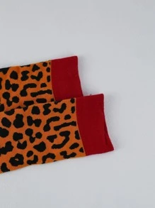 Leopard Pattern Crew Socks, Fall, Christmas - Multicolor - View 2