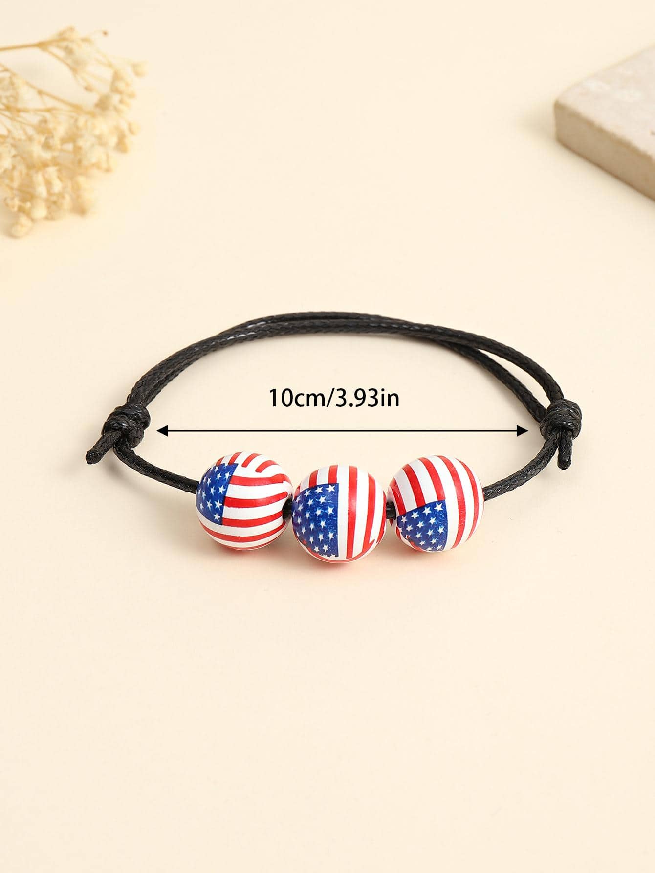 1入組創意美式球裝飾細繩手鏈適合女士日常裝飾朋友們禮品 - 彩色 - 查看 3