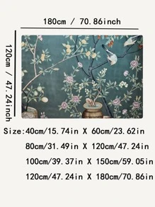 1pc Flower Pattern Rug, Modern Flower & Branch Print Floor Rug For Living Room And Bedroom - Multicolor - View 2