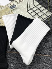 5 Pairs Men's Spring And Autumn New Casual Mid-Calf Socks, Versatile For Couples, Fall - Multicolor - View 4