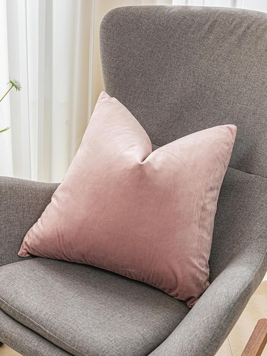 1入組無填充物素色靠墊套極簡主義纖維裝飾抱枕套適用於客廳家居裝飾 - 藕粉色 - 查看 1