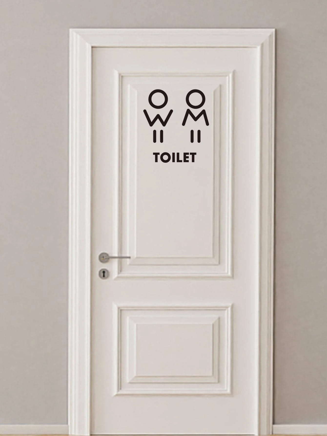 1入組卡通圖案牆現代防水廁所標誌印花門貼花適用於裝飾用品 - 黑色 - 查看 1