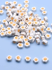 60入組/套時尚雞蛋圖案花朵設計DIY珠子適合女士適用於珠寶製作 - 白色 - 查看 2