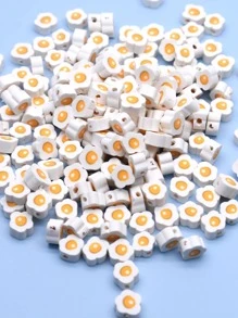 60入組/套時尚雞蛋圖案花朵設計DIY珠子適合女士適用於珠寶製作 - 白色 - 查看 3