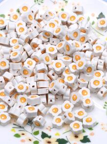 60入組/套時尚雞蛋圖案花朵設計DIY珠子適合女士適用於珠寶製作 - 白色 - 查看 1