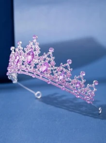 Corona De Reina Y Coronas De Princesa Para Mujeres Y Niñas Banda De Pelo De Cristal Para Novia, Princesa Para Boda Y Fiesta Real - Morado - Ver 5