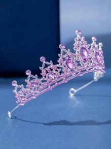 Corona De Reina Y Coronas De Princesa Para Mujeres Y Niñas Banda De Pelo De Cristal Para Novia, Princesa Para Boda Y Fiesta Real - Morado - Ver 4