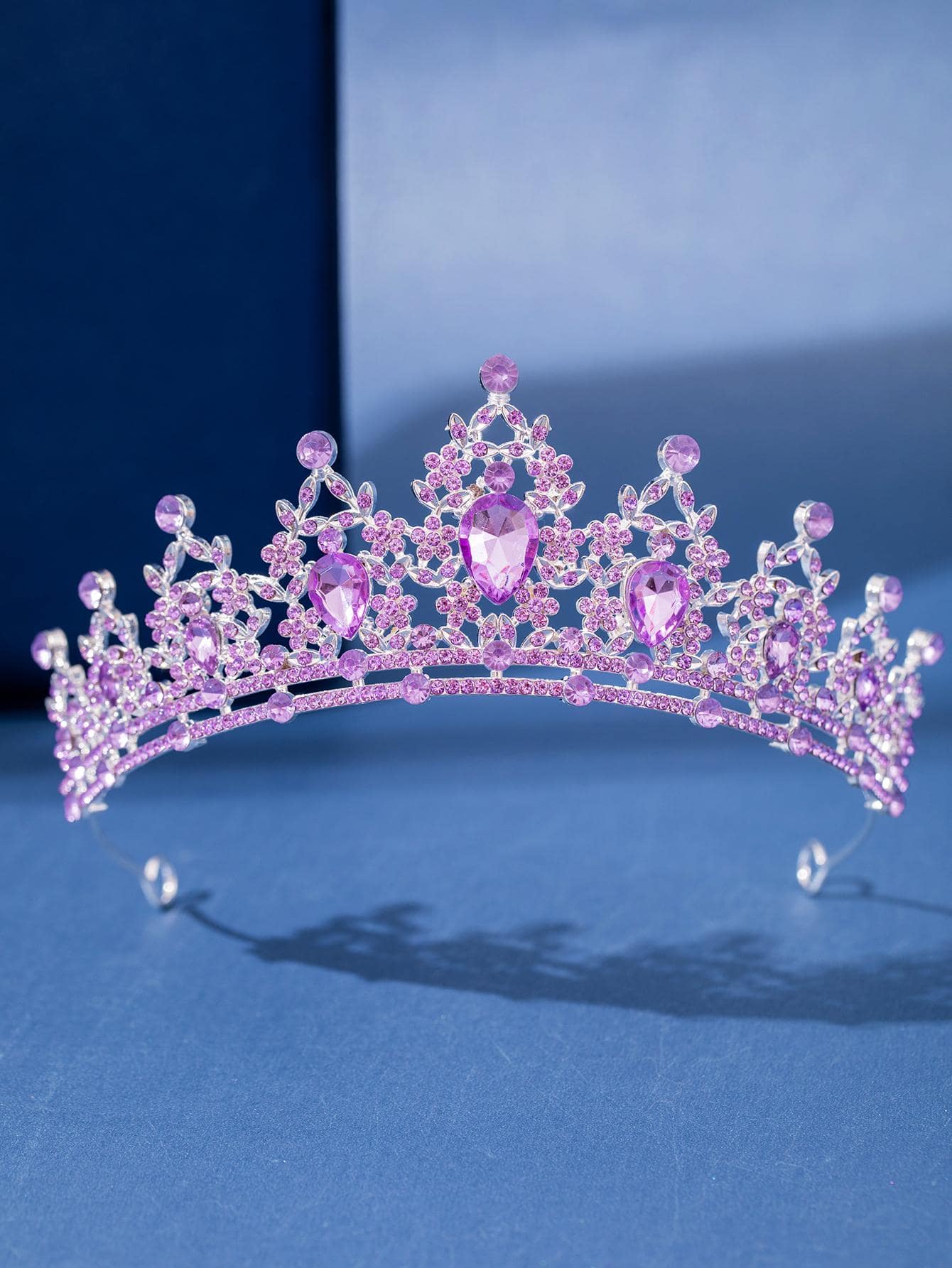 Corona De Reina Y Coronas De Princesa Para Mujeres Y Niñas Banda De Pelo De Cristal Para Novia, Princesa Para Boda Y Fiesta Real - Morado - Ver 1