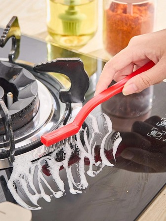 3 piezas Cepillo de limpieza de color al azar limpieza simple PP estufa de gas para cocina