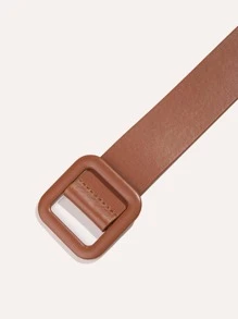 女士方形扣休閒皮帶適用於日常生活 - 棕色 - 查看 3