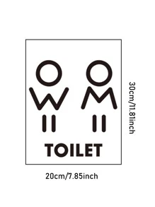 1入組卡通圖案牆現代防水廁所標誌印花門貼花適用於裝飾用品 - 黑色 - 查看 5