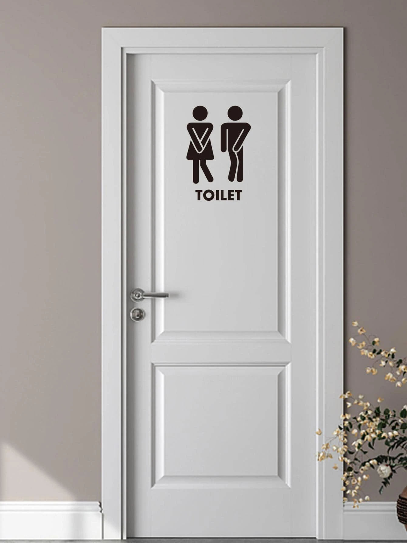 1 miếng dán tường hoạt hình, biển báo nhà vệ sinh hiện đại chống thấm nước, miếng dán cửa để trang trí, hình dán, hình dán tường, hình dán vinyl để trang trí nhà cửa, vật dụng trang trí mùa xuân làm mới ngôi nhà của bạn, miếng dán trang trí Rama - màu đen - Xem 1