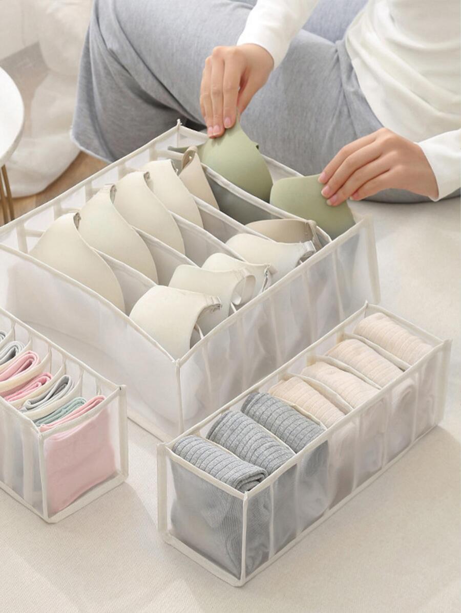 1pc Foldable Underwear Storage Box Room Decor Home Decor Fall Decor Bedroom Decor - White - View 1