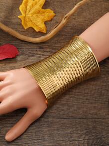 1 pieza Brazalete de metal ondulado floral vintage largo, pulsera abierta personalizada de moda, tobillera ajustable