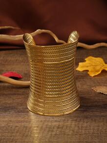 1 pieza Brazalete de metal ondulado floral vintage largo, pulsera abierta personalizada de moda, tobillera ajustable