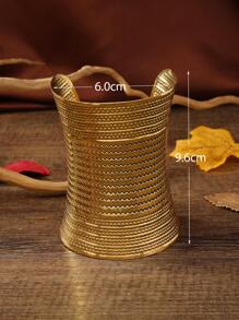 1 pieza Brazalete de metal ondulado floral vintage largo, pulsera abierta personalizada de moda, tobillera ajustable