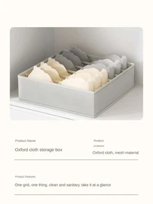 1pc Multi-grid Bedroom Storage Box - Grey - View 8