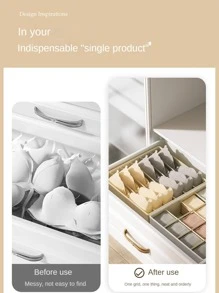 1pc Multi-grid Bedroom Storage Box - Grey - View 3