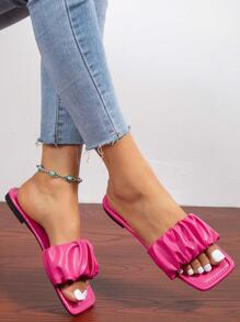 夏季新款时尚系带加大码女士软底沙滩拖鞋，情人节款 - 玫紅色 - 查看 6