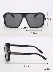 男士幾何框架太陽眼鏡 - 黑色 - 查看 5