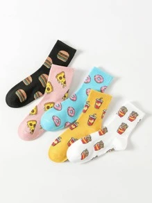 5 paia calzini da donna alla moda dei cartoni animati