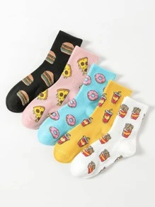 5 paia calzini da donna alla moda dei cartoni animati