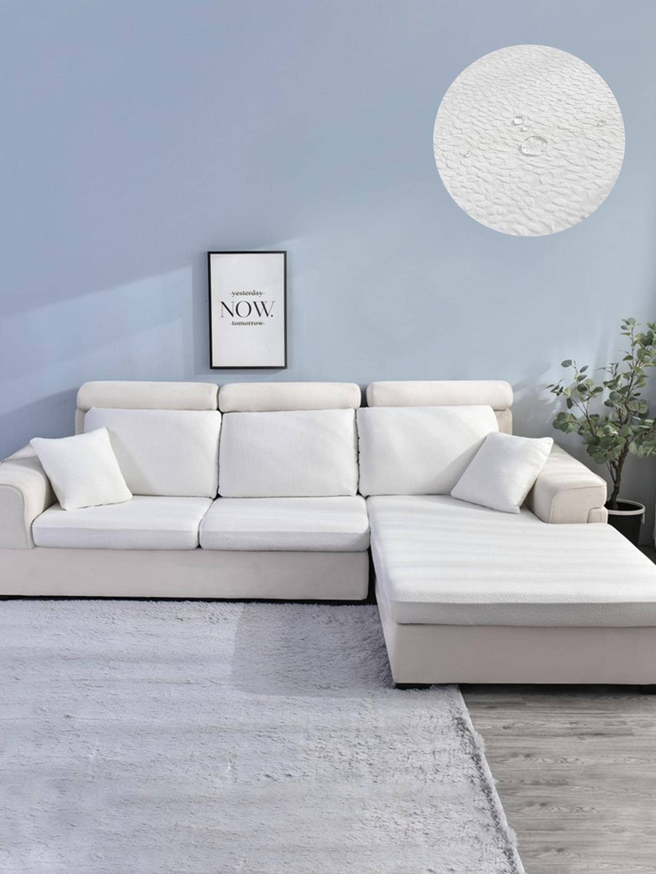 1 tấm bọc ghế sofa co giãn trơn - trắng - Xem 1