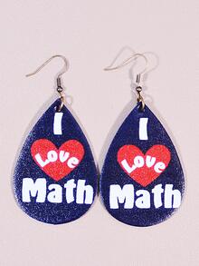 1 Đôi Sáng Tạo Giọt Nước Tôi Yêu Toán Chữ Thiết Kế Trái Tim Bông Tai Giọt Cho Nữ Cho Ngày Nhà Giáo - Nhiều màu - Xem 2
