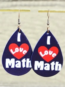 1 Đôi Sáng Tạo Giọt Nước Tôi Yêu Toán Chữ Thiết Kế Trái Tim Bông Tai Giọt Cho Nữ Cho Ngày Nhà Giáo - Nhiều màu - Xem 1