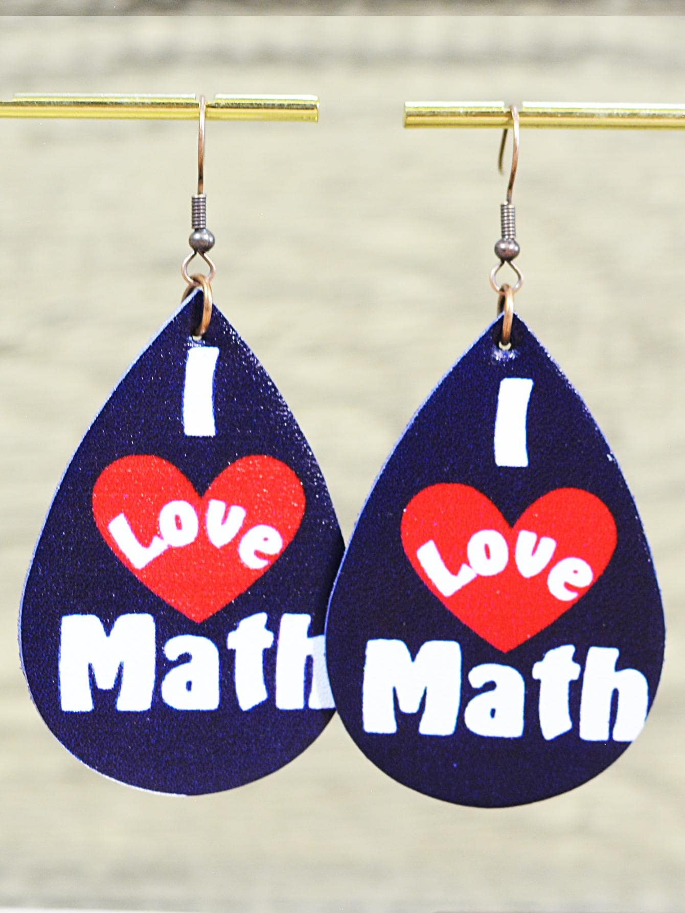 1 Đôi Sáng Tạo Giọt Nước Tôi Yêu Toán Chữ Thiết Kế Trái Tim Bông Tai Giọt Cho Nữ Cho Ngày Nhà Giáo - Nhiều màu - Xem 1