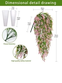2入組人造花藤簡單塑料假花花環用於室內和室外裝飾 - 黃色 - 查看 7