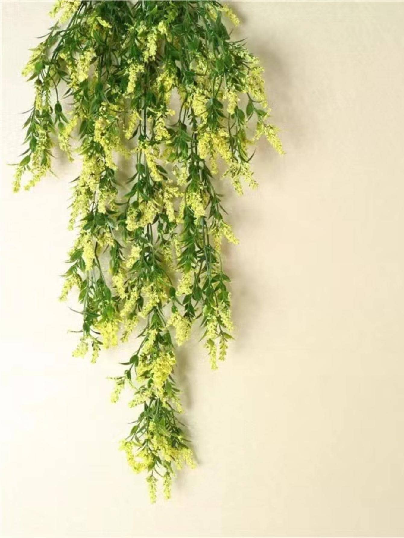 2入組人造花藤簡單塑料假花花環用於室內和室外裝飾 - 黃色 - 查看 1