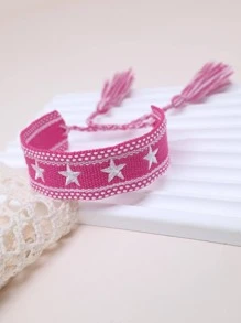 Pulsera con estrella con bordado con diseño de fleco - Rosa Fucsia - Ver 5