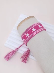 Pulsera con estrella con bordado con diseño de fleco - Rosa Fucsia - Ver 2