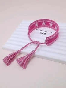 Pulsera con estrella con bordado con diseño de fleco - Rosa Fucsia - Ver 4