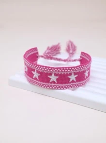 Pulsera con estrella con bordado con diseño de fleco - Rosa Fucsia - Ver 3