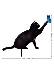 1pc Cat Design Garden Decoration Craft - Black - View 7