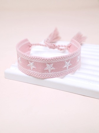 Star Embroidered Tassel Decor Bracelet
