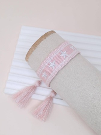 Star Embroidered Tassel Decor Bracelet