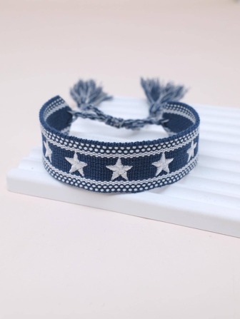 Brățară decor cu ciucuri brodate cu stea