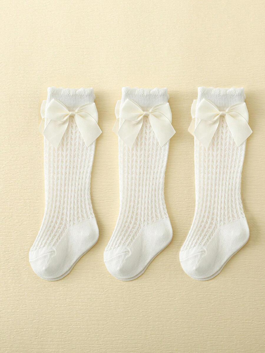 3 Dễ thương Tất lưới Với Nơ Dành cho Cô gái - trắng - Xem 1