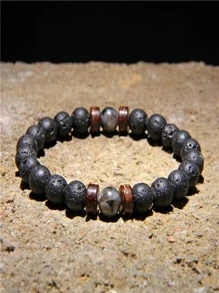 1pc Fashionable Minimalist Textured Beaded Bracelet For Men For Daily Decoration - Multicolor - View 5